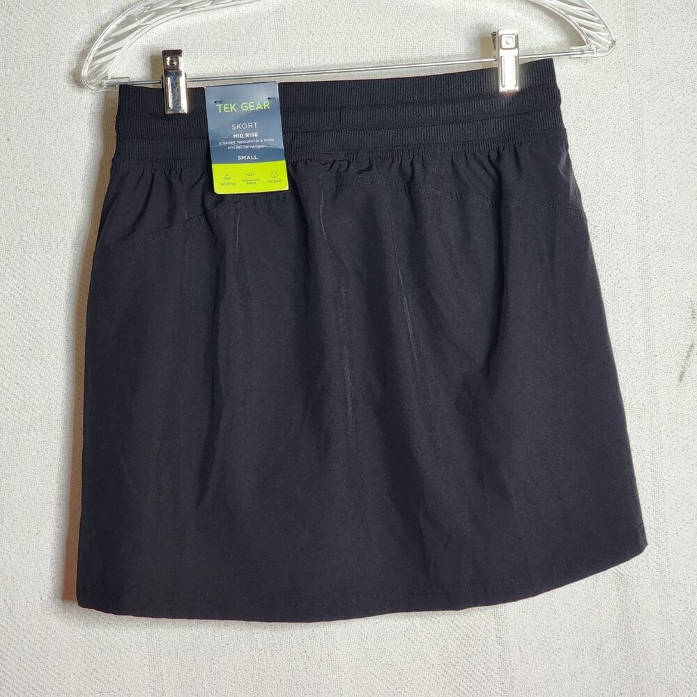 Tek Gear Mineral Black Mid Rise Wicking Drawstring Pocketed Poly Span Skort Sz S - Picture 10 of 16
